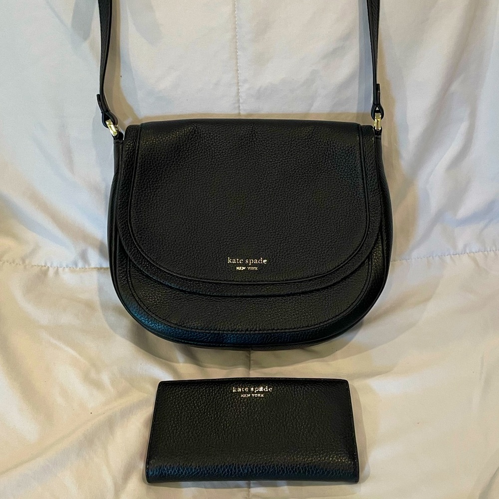 Kate Spade Roulette Large Saddle Bag AND wallet